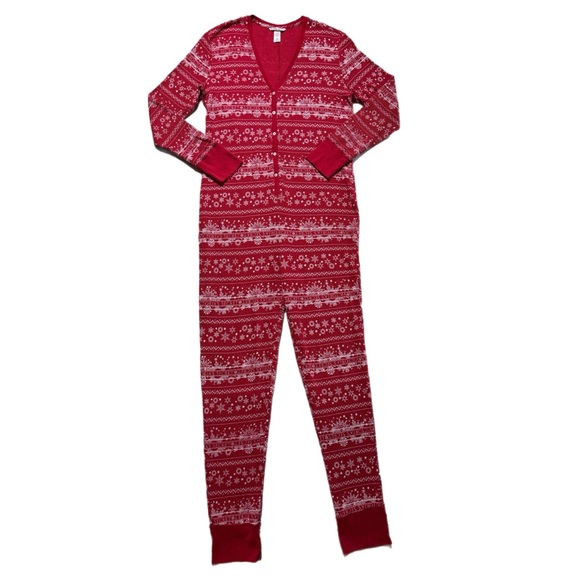 Victoria’s Secret Red Fair Isle Christmas Onesie Pajamas Loungewear L - Picture 8 of 8